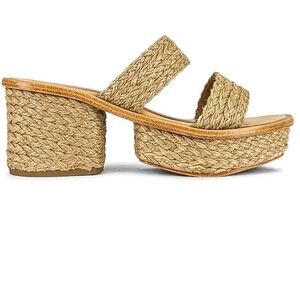 Revolve Raye Caba Chunky Block Heel Sandal in Neutral Jute Women's Size 7